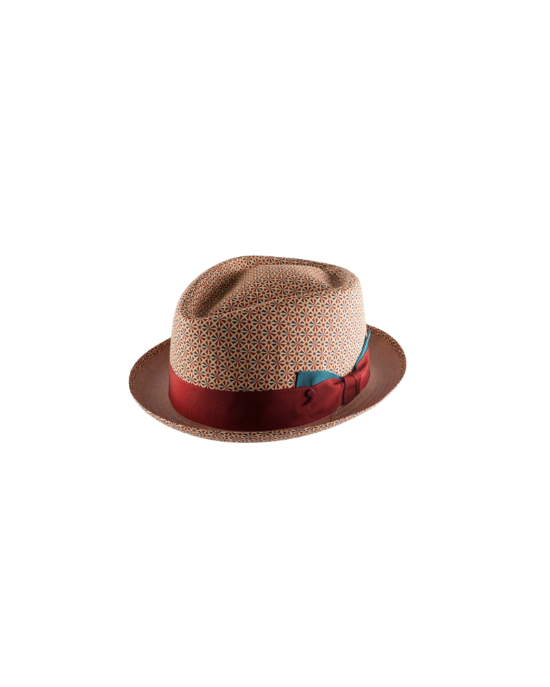 Chapeau Porkpie en Coton à Motif Géométrique – Fabriqué en Italie
