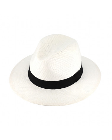 Chapeau forme Traveller en paille papier coloris blanc - Chapo & Co