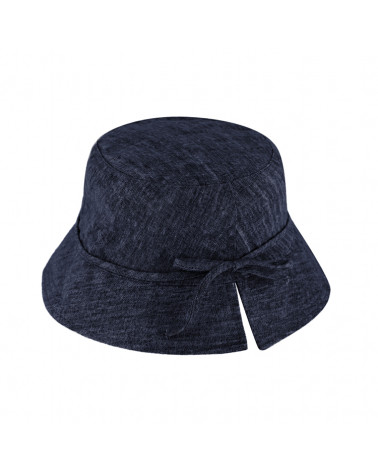 Chapeau d'été forme bob souple en lin coloris bleu effet jeans - Chapo & Co