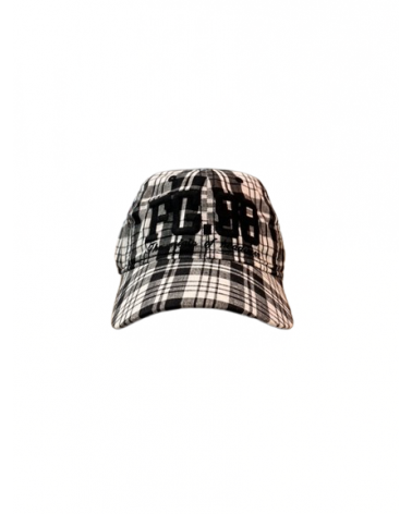 Casquette de baseball adulte en coton imprimé carreaux noir et blanc