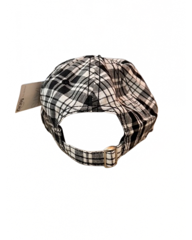 Casquette de baseball adulte en coton imprimé carreaux noir et blanc