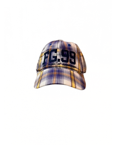 Casquette de baseball adulte en coton imprimé carreaux marine et moutarde
