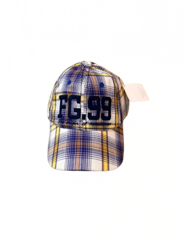 Casquette de baseball adulte en coton imprimé carreaux marine et moutarde