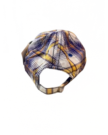 Casquette de baseball adulte en coton imprimé carreaux marine et moutarde