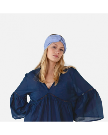 Bandeau pour l'été format large Headband en coton coloris bleu léger