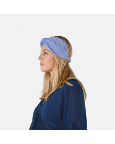 Bandeau pour l'été format large Headband en coton coloris bleu léger
