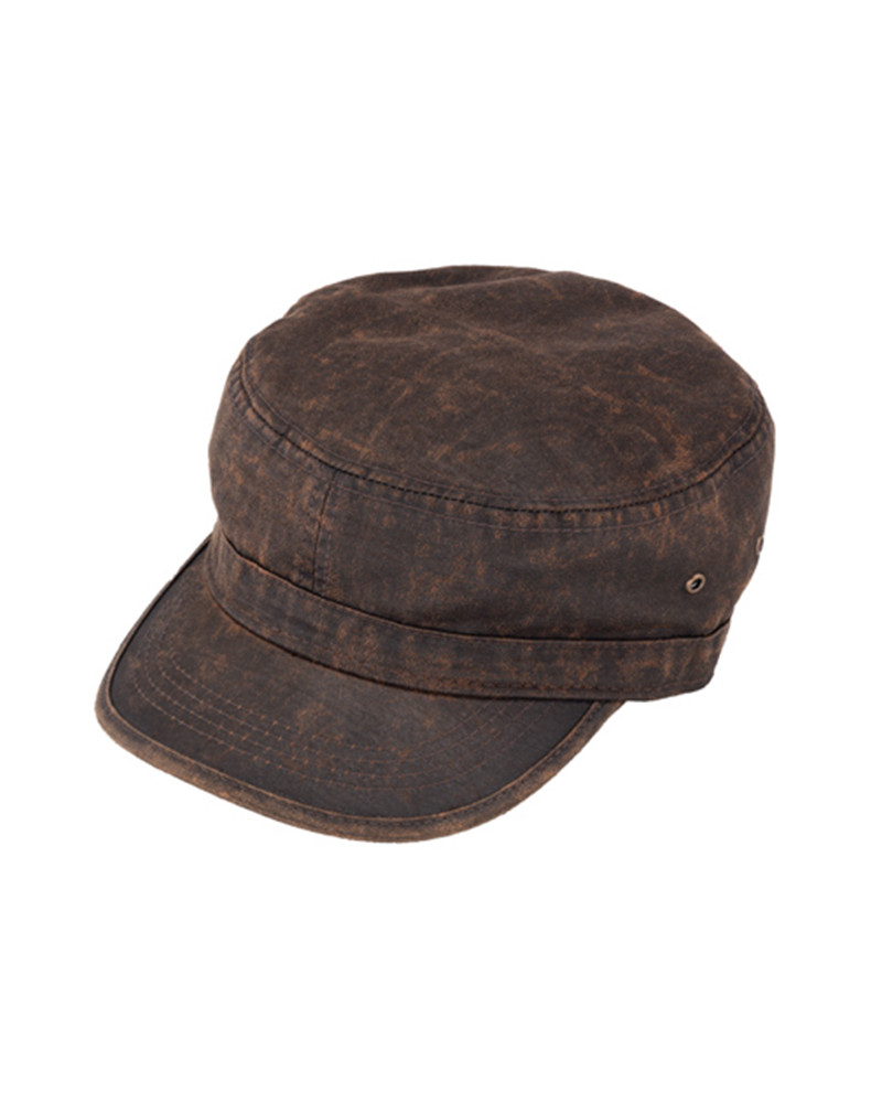 Casquette militaire forme cubaine en coton lavé coloris brun - Chapo & Co