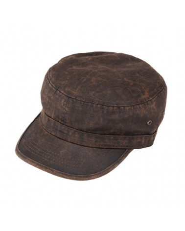 Casquette militaire forme cubaine en coton lavé coloris brun - Chapo & Co