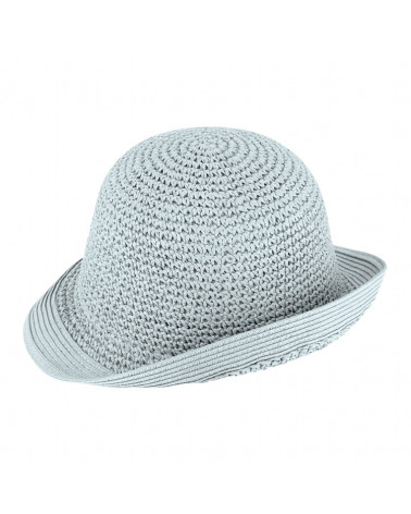 Chapeau Cloche en paille papier coloris bleu clair - style rétro et tendance
