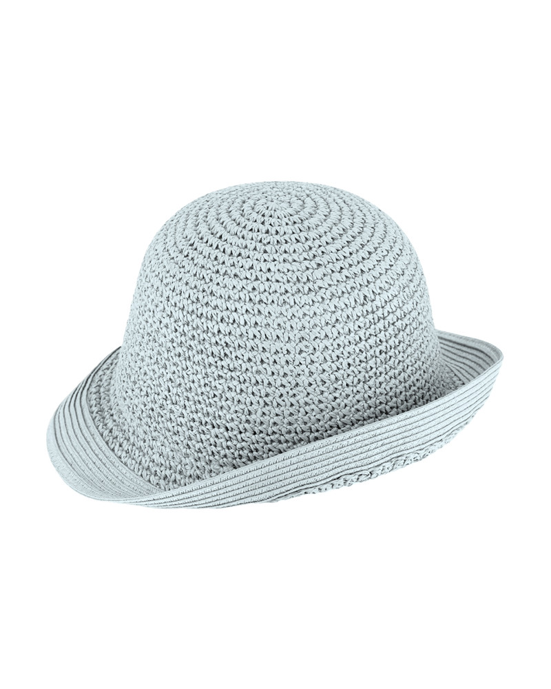 Chapeau Cloche en paille papier coloris bleu clair - style rétro et tendance