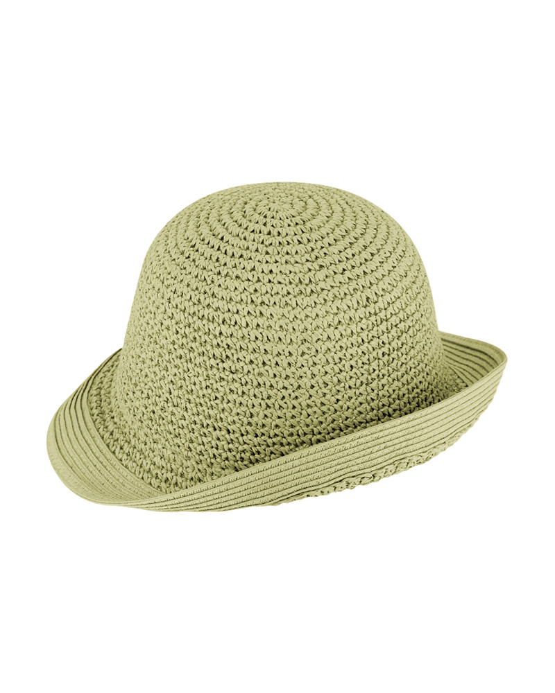 Chapeau Cloche en paille papier coloris kaki - style rétro et tendance