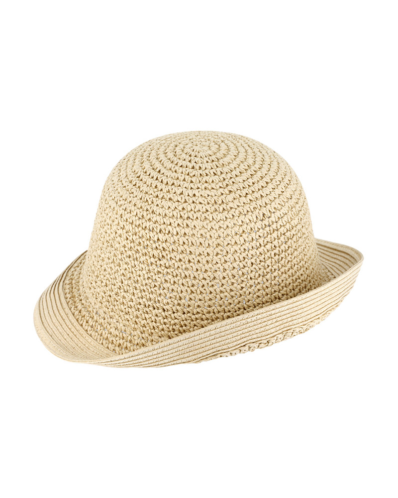 Chapeau Cloche en paille papier coloris beige - style rétro et tendance
