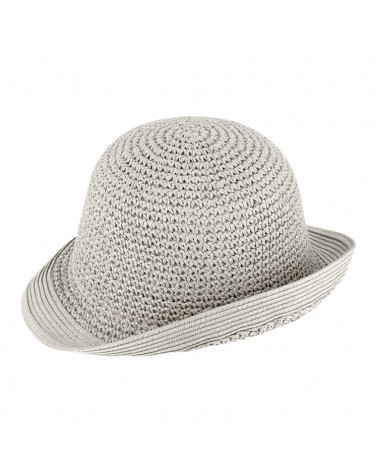 Chapeau Cloche en paille papier coloris gris perle - style rétro et tendance