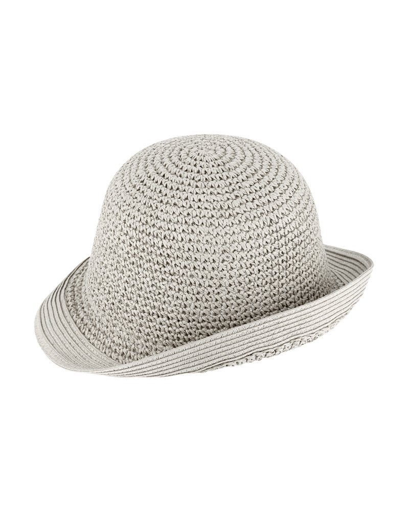 Chapeau Cloche en paille papier coloris gris perle - style rétro et tendance