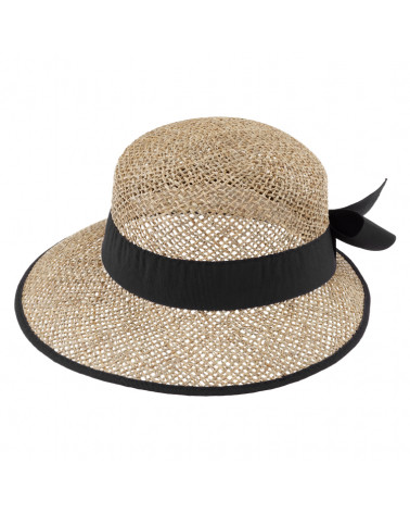 Chapeau forme casquette en 100% paille naturelle coloris noir - Chapo & Co