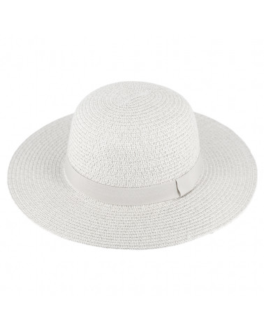 Capeline en paille papier sobre et chic coloris blanc - Chapo & Co