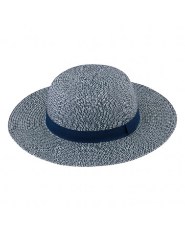 Capeline en paille papier sobre et chic coloris bleu marine - Chapo & Co