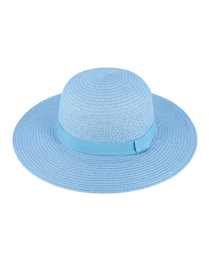 Capeline en paille papier sobre et chic coloris bleu clair - Chapo & Co