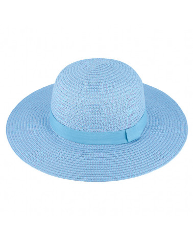 Capeline en paille papier sobre et chic coloris bleu clair - Chapo & Co