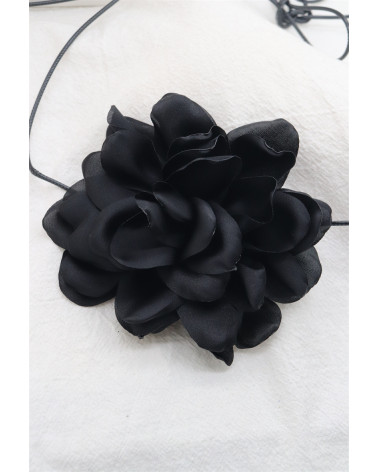 Choker Choker Fleur en Tissu noir– Collier Ras-du-Cou Élégant et Romantique