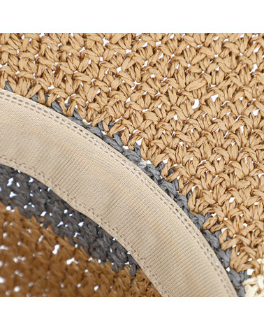 Chapeau forme cloche en paille papier tricolore brun - estival et champêtre