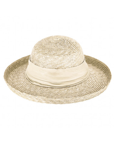 Chapeau capeline en 100% paille florentine bord breton coloris naturel