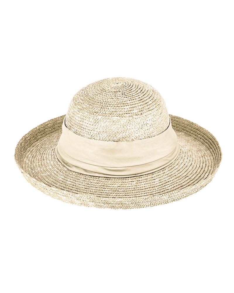 Chapeau capeline en 100% paille florentine bord breton coloris naturel