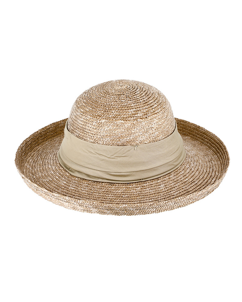 Chapeau capeline en 100% paille florentine bord breton coloris taupe