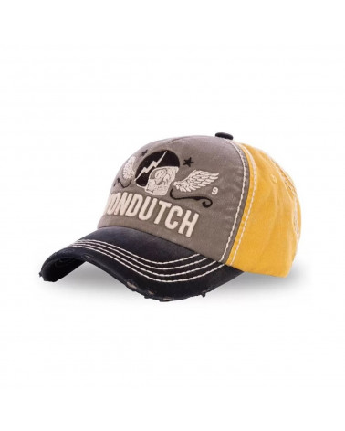Casquette baseball Von Dutch Rock Xavier grise et jaune pour homme, style rock