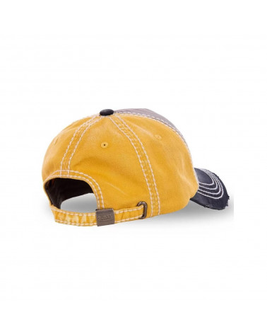 Casquette baseball Von Dutch Rock Xavier grise et jaune pour homme, style rock