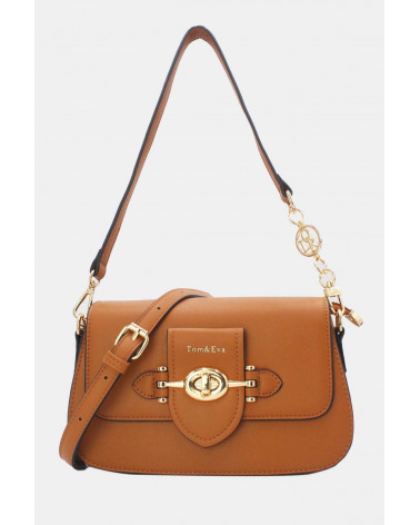 Sac bandoulière brun Tom&Eva – Fermeture métallique chic