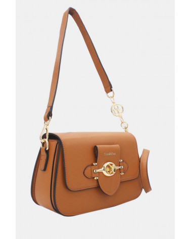 Sac bandoulière brun Tom&Eva – Fermeture métallique chic