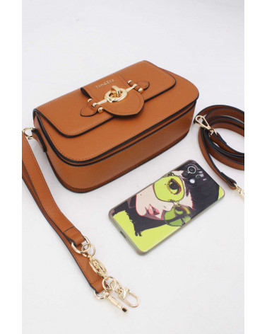 Sac bandoulière brun Tom&Eva – Fermeture métallique chic