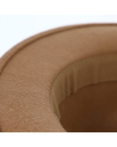 Chapeau en feutre forme Trilby coloris uni camel- Chapo & Co