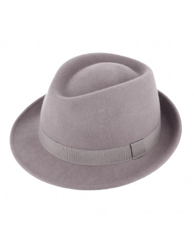 Chapeau en feutre forme Trilby coloris uni Gris clair - Chapo & Co