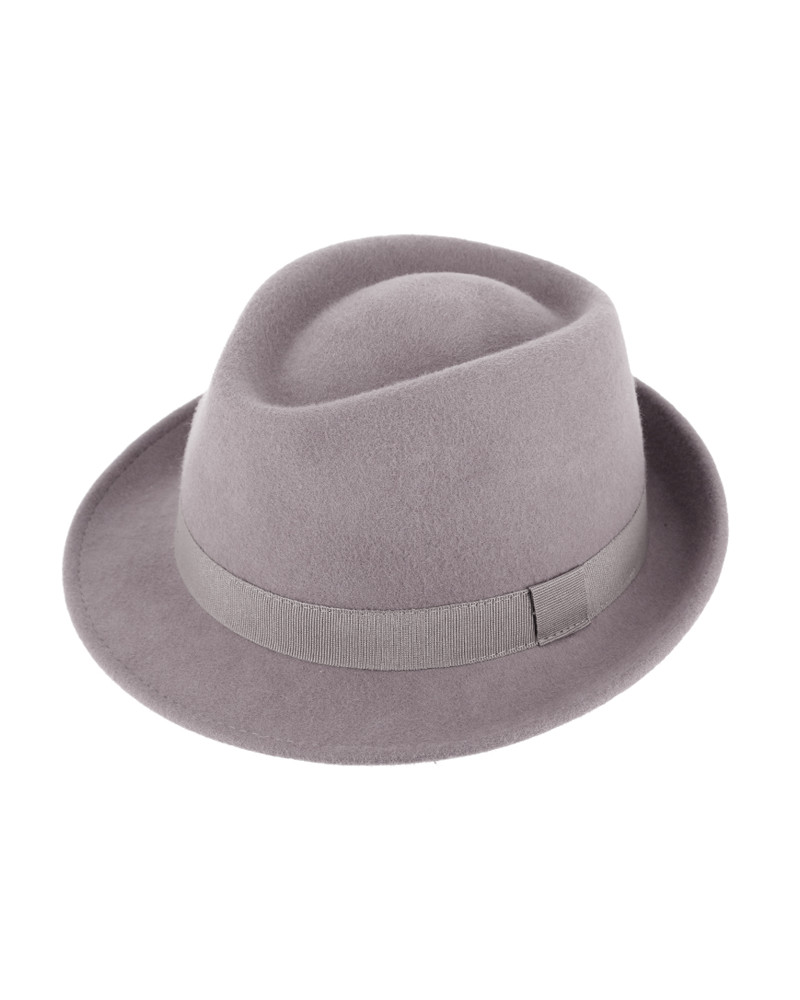 Chapeau en feutre forme Trilby coloris uni Gris clair - Chapo & Co