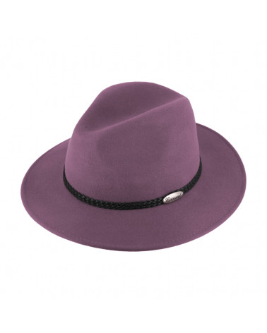Chapeau forme Traveller en feutre de laine coloris mauve