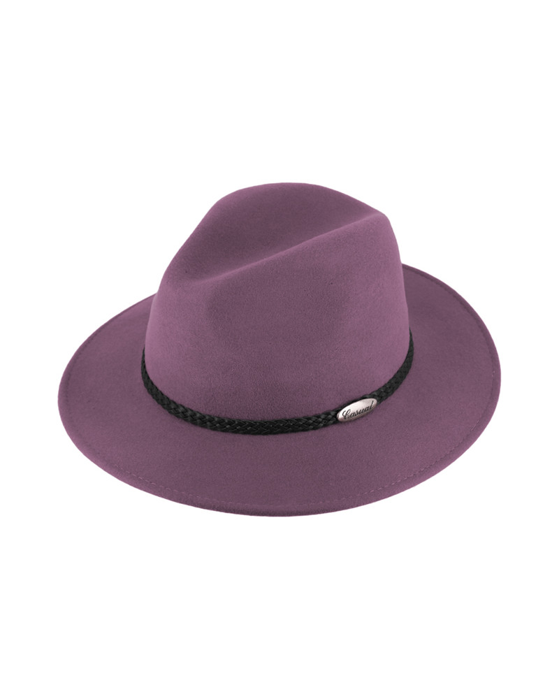 Chapeau forme Traveller en feutre de laine coloris mauve