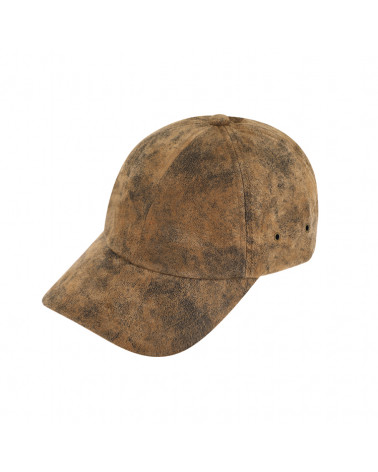 Casquette de baseball uni en cuir coloris brun marron - Chapo & Co