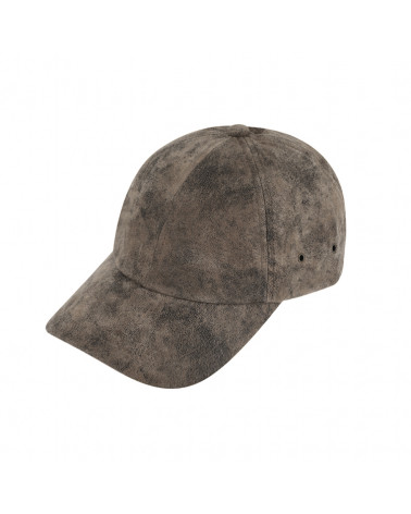 Casquette de baseball uni en cuir coloris taupe - Chapo & Co