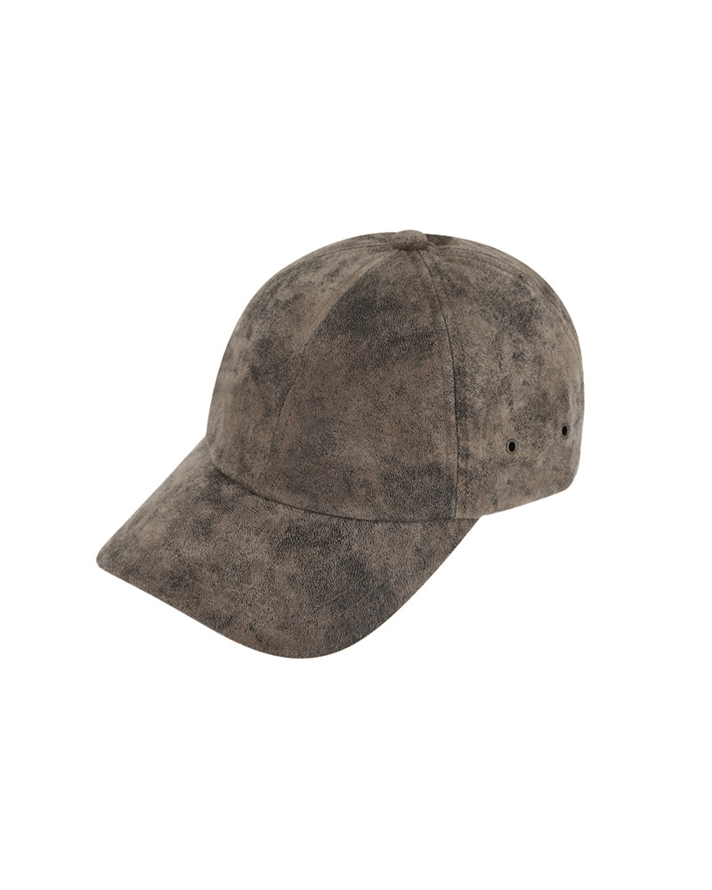 Casquette de baseball uni en cuir coloris taupe - Chapo & Co