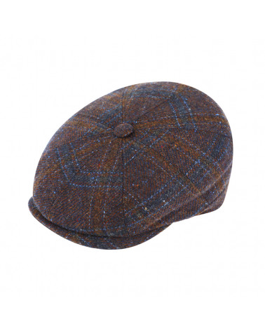 Casquette Gavroche Tweed Carreaux Marron-Bleu - Chapo & Co