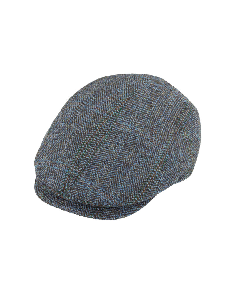 Casquette plate homme Harris Tweed à chevrons coloris bleu jean - Chapo & Co