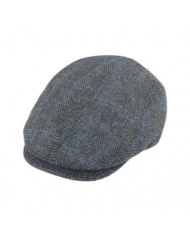 Casquette plate homme Harris Tweed à chevrons coloris bleu jean - Chapo & Co