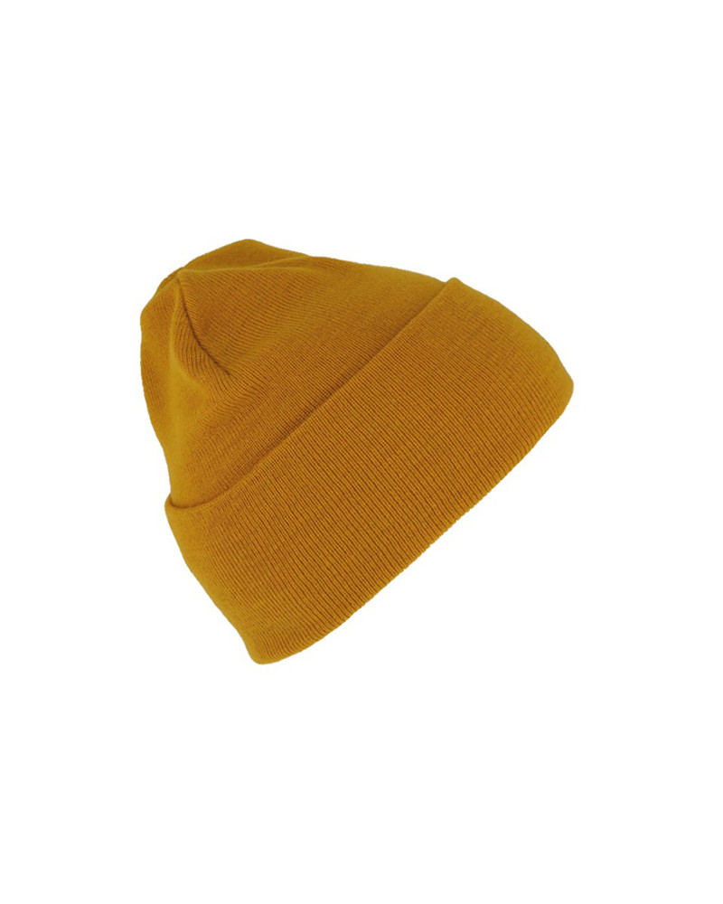 Bonnet tricoté avec large revers coloris curry - Chapo & co
