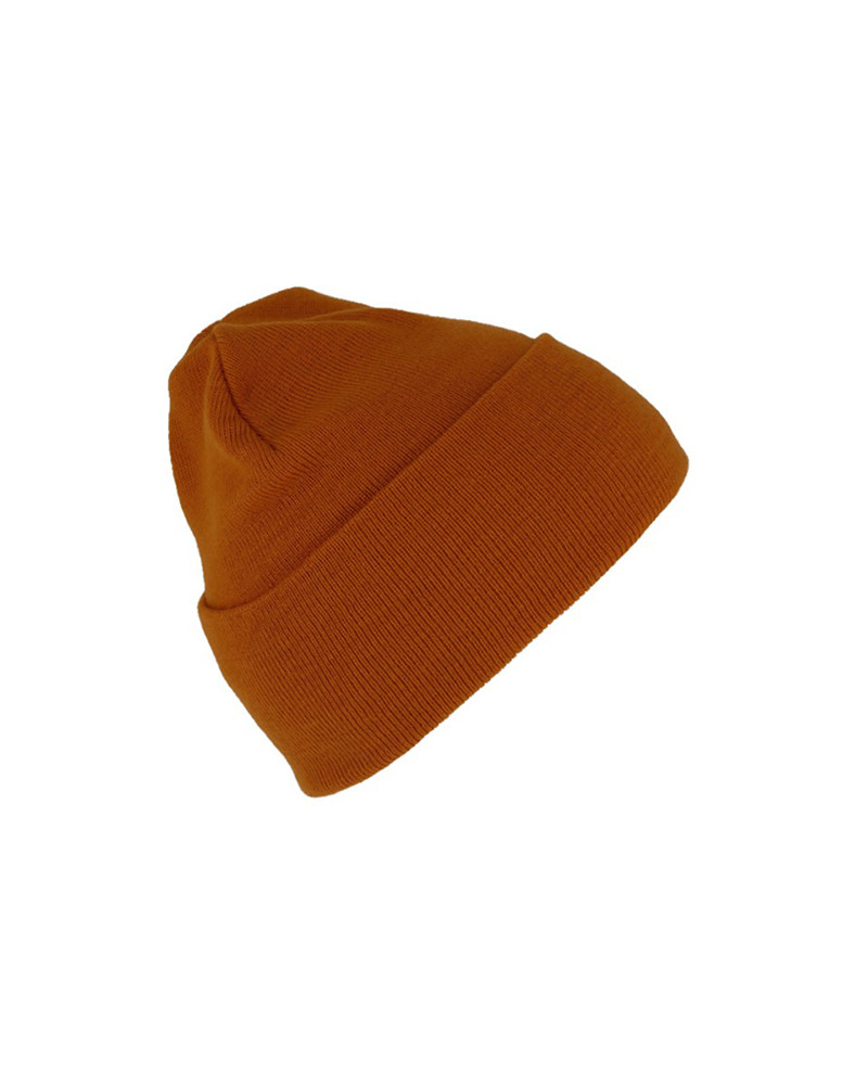 Bonnet tricoté avec large revers coloris cannelle - Chapo & co