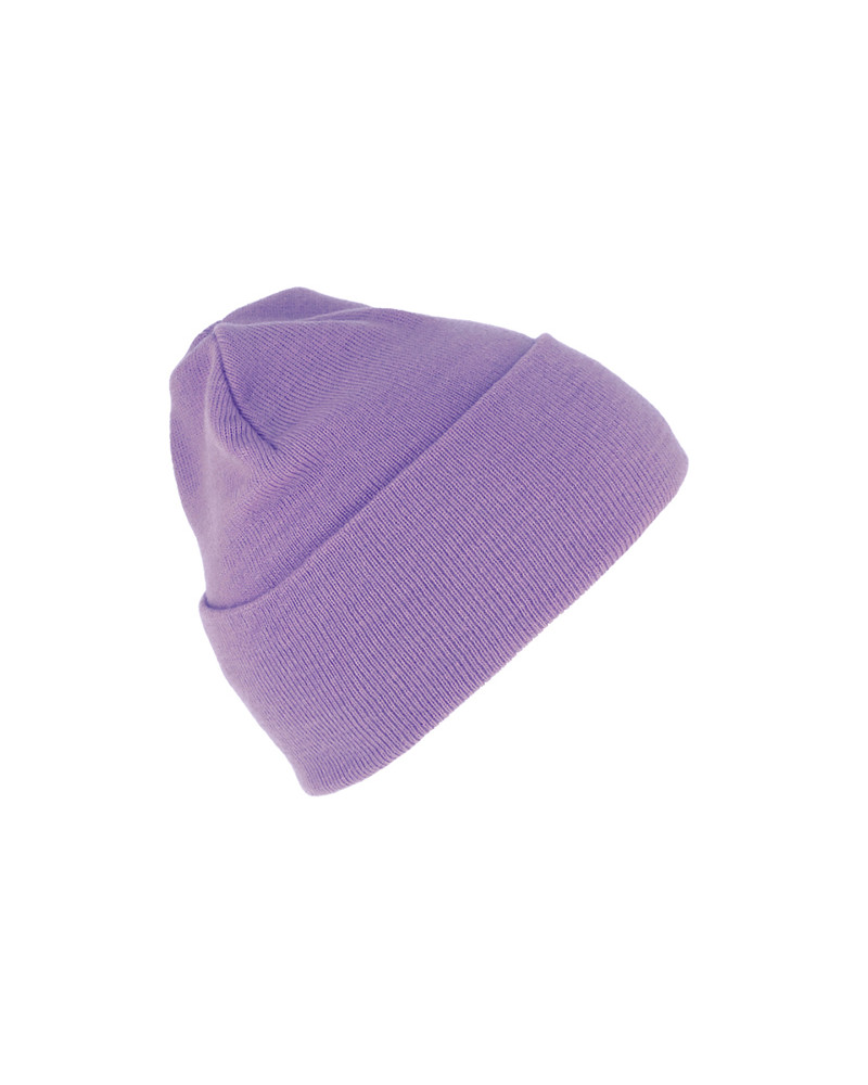 Bonnet tricoté avec large revers coloris Lilas - Chapo & co
