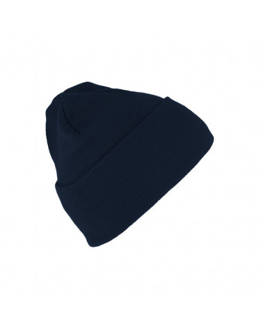 Bonnet tricoté avec large revers coloris bleu marine - Chapo & co