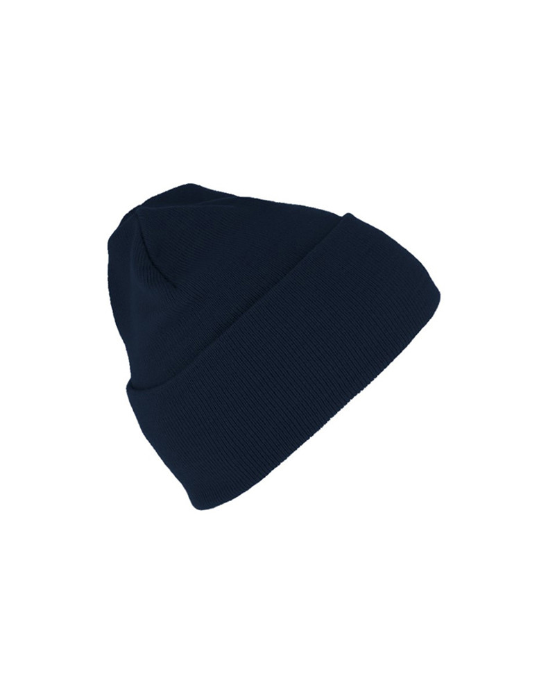 Bonnet tricoté avec large revers coloris bleu marine - Chapo & co