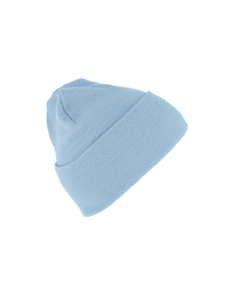Bonnet tricoté avec large revers coloris bleu ciel - Chapo & co